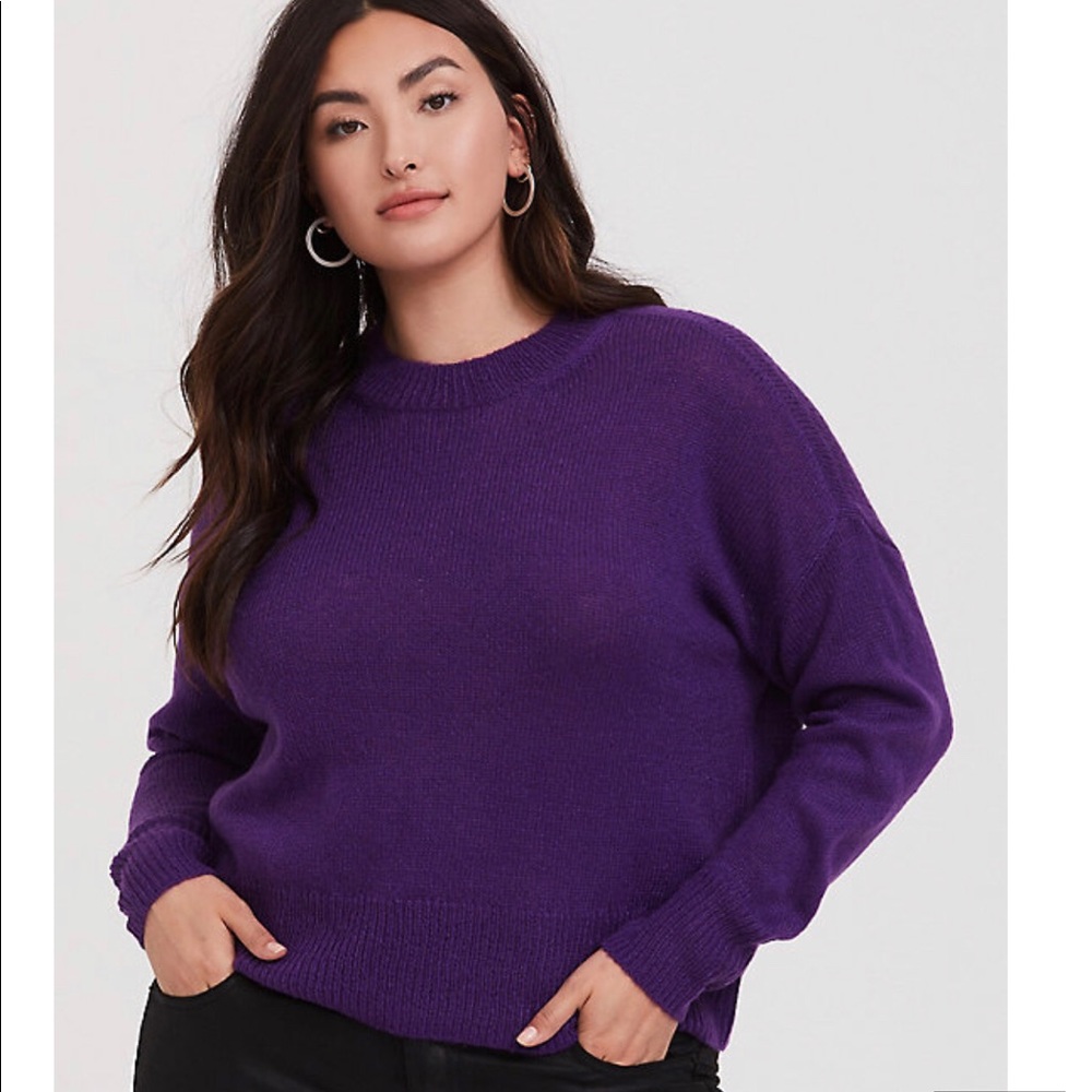 Torrid Neon Purple Crop Pullover Sweater